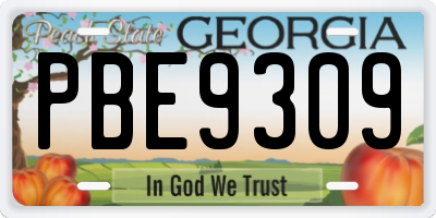 GA license plate PBE9309
