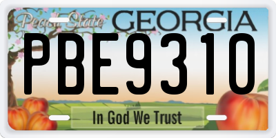 GA license plate PBE9310