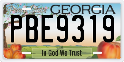 GA license plate PBE9319