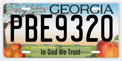 GA license plate PBE9320