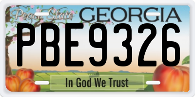 GA license plate PBE9326
