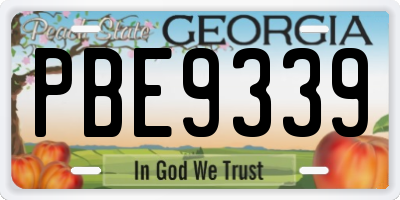 GA license plate PBE9339