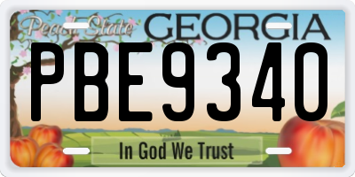 GA license plate PBE9340