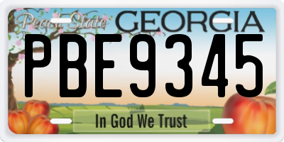 GA license plate PBE9345