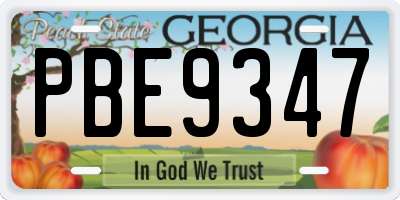 GA license plate PBE9347