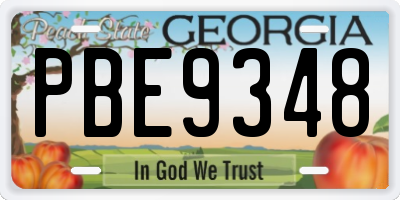 GA license plate PBE9348