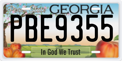 GA license plate PBE9355