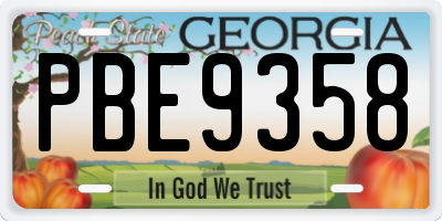 GA license plate PBE9358