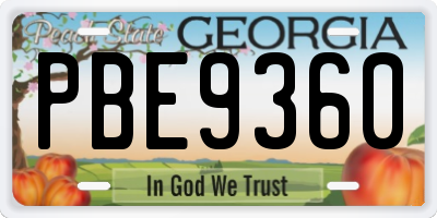 GA license plate PBE9360