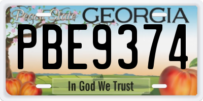 GA license plate PBE9374