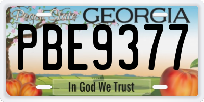 GA license plate PBE9377