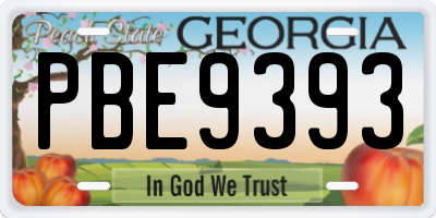 GA license plate PBE9393