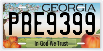 GA license plate PBE9399