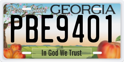 GA license plate PBE9401
