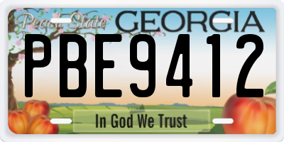 GA license plate PBE9412