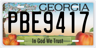 GA license plate PBE9417