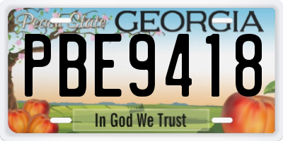 GA license plate PBE9418
