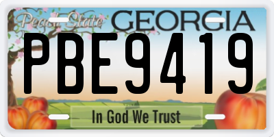 GA license plate PBE9419