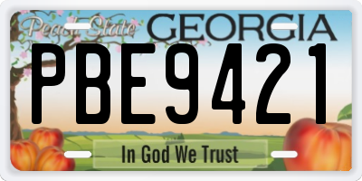 GA license plate PBE9421