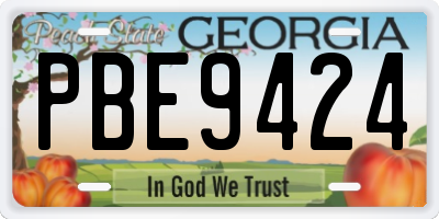 GA license plate PBE9424