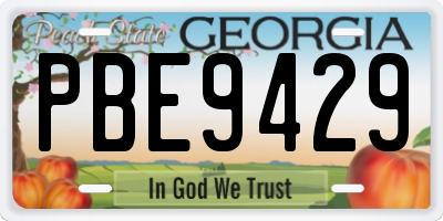 GA license plate PBE9429