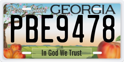 GA license plate PBE9478