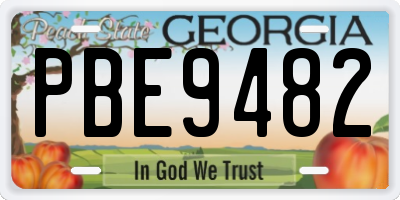 GA license plate PBE9482