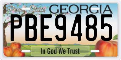 GA license plate PBE9485