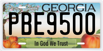 GA license plate PBE9500