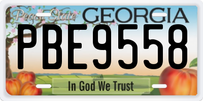 GA license plate PBE9558