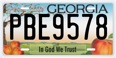 GA license plate PBE9578