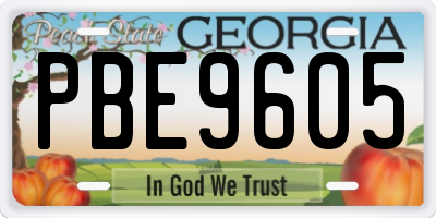 GA license plate PBE9605