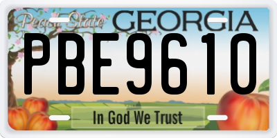 GA license plate PBE9610