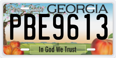 GA license plate PBE9613