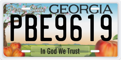 GA license plate PBE9619