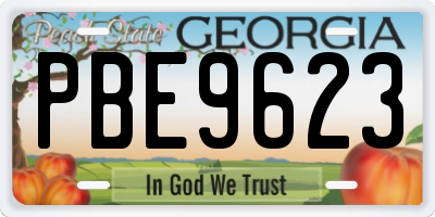 GA license plate PBE9623