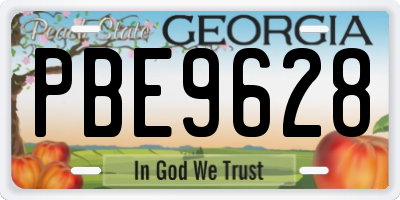 GA license plate PBE9628