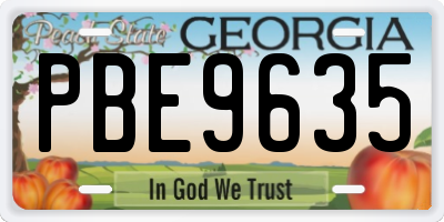 GA license plate PBE9635