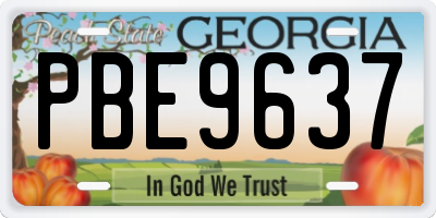 GA license plate PBE9637