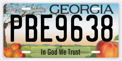 GA license plate PBE9638