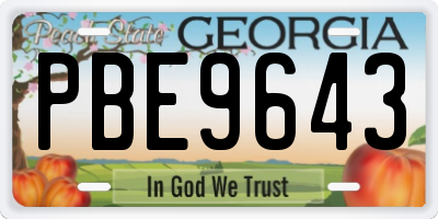 GA license plate PBE9643