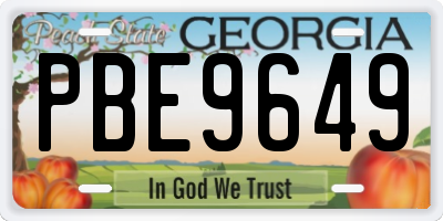 GA license plate PBE9649