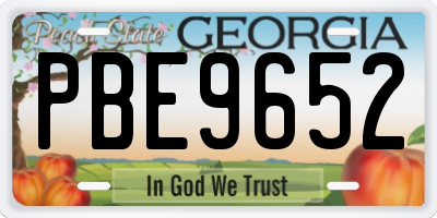 GA license plate PBE9652