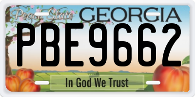 GA license plate PBE9662