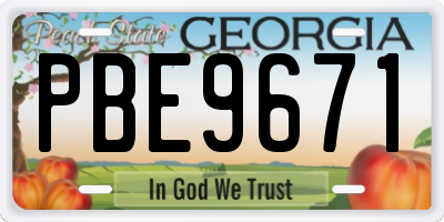 GA license plate PBE9671