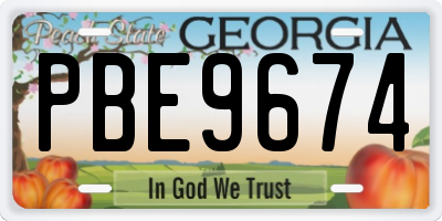 GA license plate PBE9674