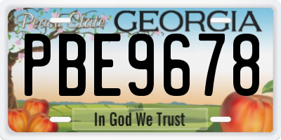 GA license plate PBE9678