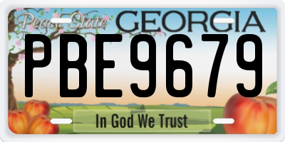 GA license plate PBE9679