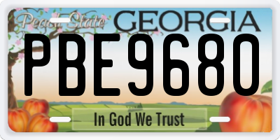 GA license plate PBE9680