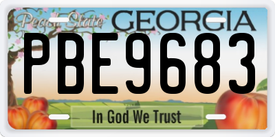 GA license plate PBE9683